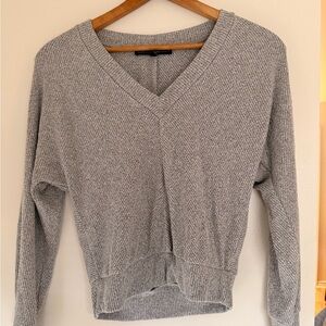WHBM Gray Slouchy V-Neck Sweater